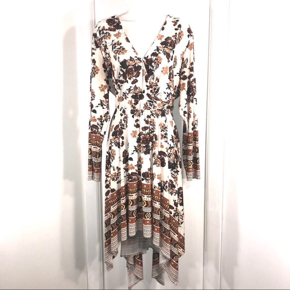 Floral V-Neck Long Sleeve Dress